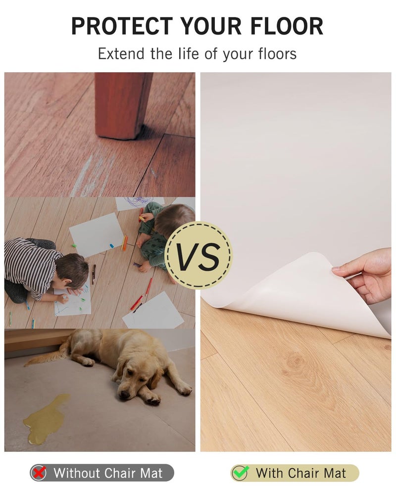 FURKIT Soft Vinyl Floor Mat for Bedroom, 4'Ã—6' Beige Waterproof Plastic Area Rug for Kitchen, Non-Slip Multi-Pupose Floor Cover Protector for Painting, Pet Accident, Splat Mat for Baby Spill - Image 2