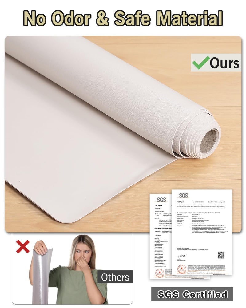 FURKIT Soft Vinyl Floor Mat for Bedroom, 4'Ã—6' Beige Waterproof Plastic Area Rug for Kitchen, Non-Slip Multi-Pupose Floor Cover Protector for Painting, Pet Accident, Splat Mat for Baby Spill - Image 4