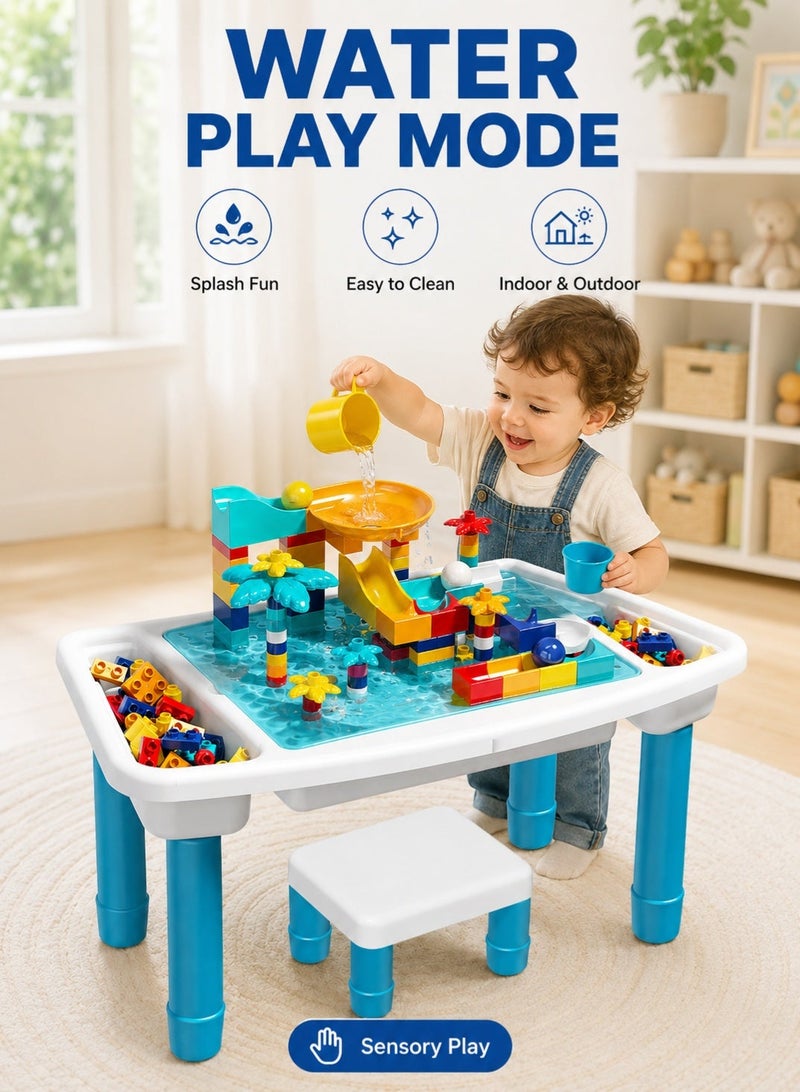 AOLS Kids 5-in-1 Multi Activity Table Set - 108 Pieces Large Building Blocks Compatible Bricks Toy Play Table Includes 1 Chair and Building Block Table 55*26CM - Image 3