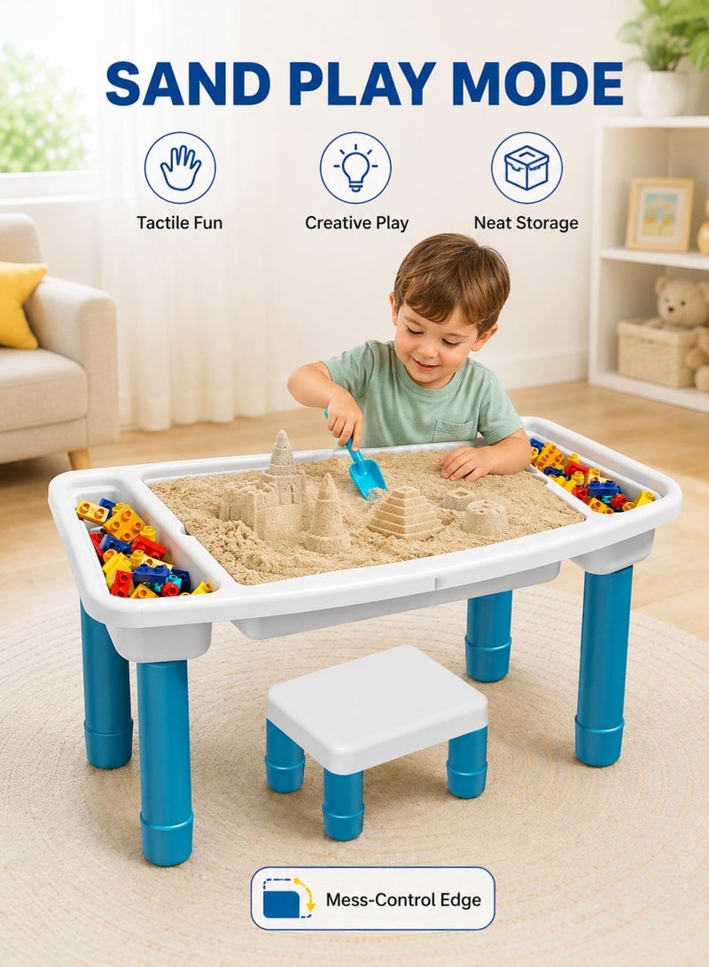AOLS Kids 5-in-1 Multi Activity Table Set - 108 Pieces Large Building Blocks Compatible Bricks Toy Play Table Includes 1 Chair and Building Block Table 55*26CM - Image 4