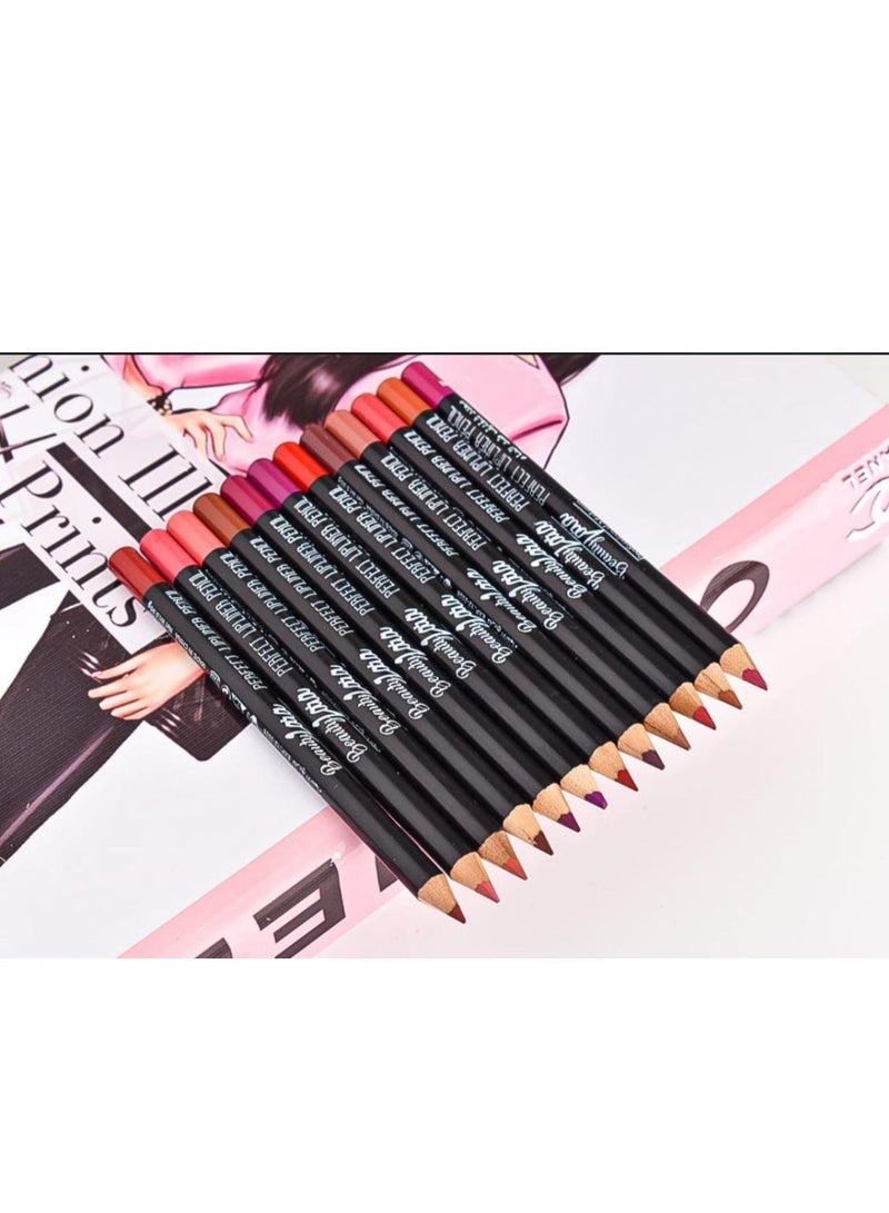 Generic 12-Piece Waterproof Lip Liner Pencil Set 