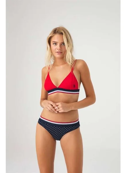 يو اس بولو اسن Cotton Red Bustier Polka Dot Slip Set