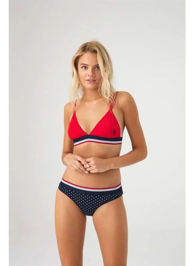 يو اس بولو اسن Cotton Red Bustier Polka Dot Slip Set