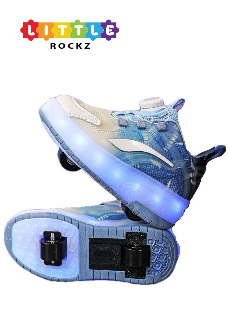 LITTLE ROCKZ Two Wheel LED Flash Light Fashion Shiny Sneaker Skate Heelys Shoes With Lightning Sole - Image 1