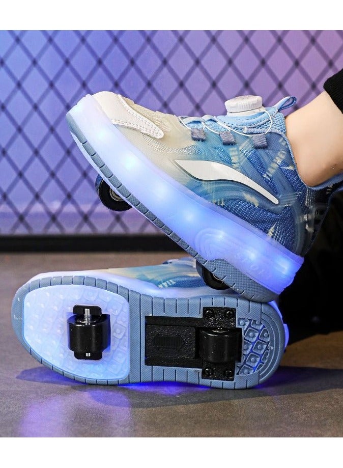 LITTLE ROCKZ Two Wheel LED Flash Light Fashion Shiny Sneaker Skate Heelys Shoes With Lightning Sole - Image 2