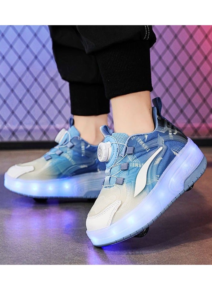 LITTLE ROCKZ Two Wheel LED Flash Light Fashion Shiny Sneaker Skate Heelys Shoes With Lightning Sole - Image 3