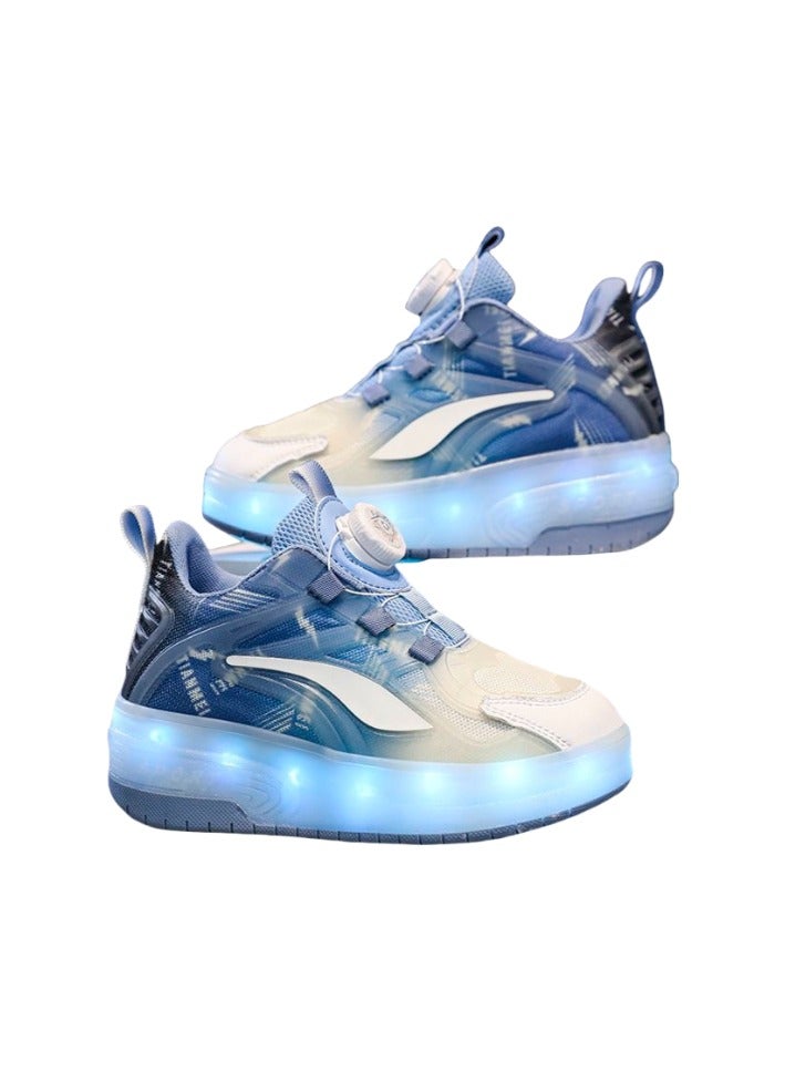 LITTLE ROCKZ Two Wheel LED Flash Light Fashion Shiny Sneaker Skate Heelys Shoes With Lightning Sole - Image 4