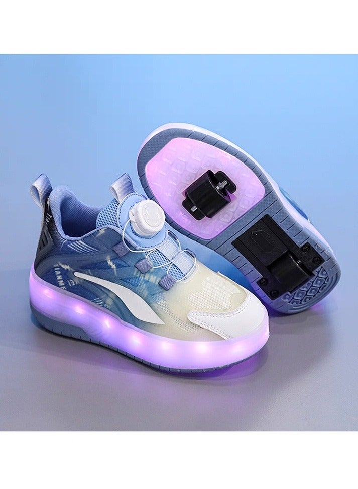 LITTLE ROCKZ Two Wheel LED Flash Light Fashion Shiny Sneaker Skate Heelys Shoes With Lightning Sole - Image 5