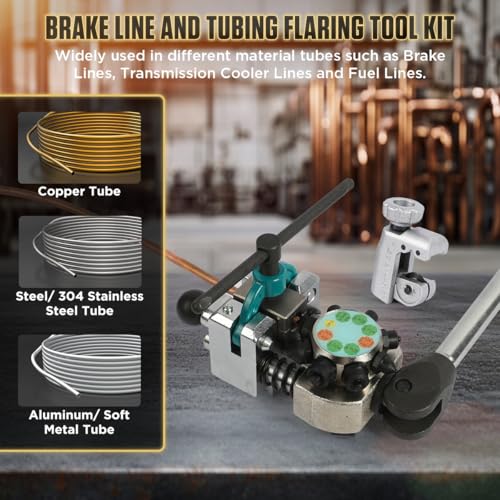 YUANRI Professional Brake Line Flaring Tool Kit 45 Degree Flare, Single Flare, Bubble Flare, Double Flare for 3/16", 1/4", 5/16", 3/8", Brake Repair Brake Flaring Tools Brake Line and Tubing Flaring Tool - Image 2