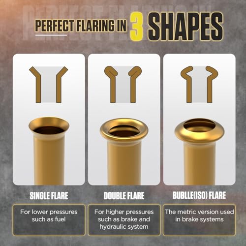 YUANRI Professional Brake Line Flaring Tool Kit 45 Degree Flare, Single Flare, Bubble Flare, Double Flare for 3/16", 1/4", 5/16", 3/8", Brake Repair Brake Flaring Tools Brake Line and Tubing Flaring Tool - Image 3