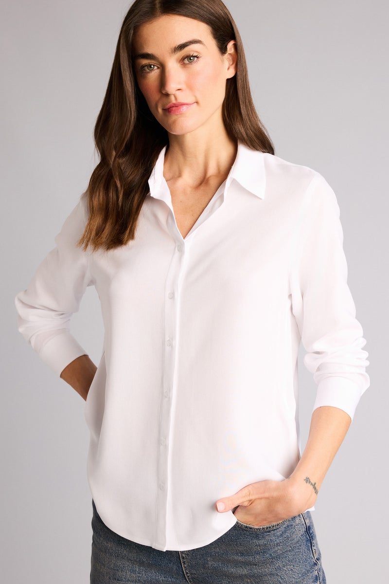 DeFacto White Woman Oversize Fit Shirt Collar Long Sleeve Shirt Casual - Image 1