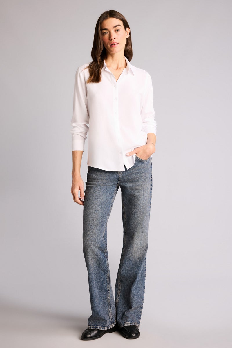 DeFacto White Woman Oversize Fit Shirt Collar Long Sleeve Shirt Casual - Image 2