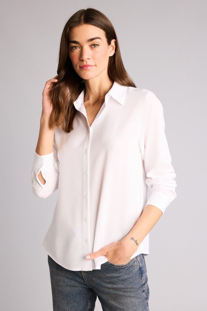 DeFacto White Woman Oversize Fit Shirt Collar Long Sleeve Shirt Casual - Image 3