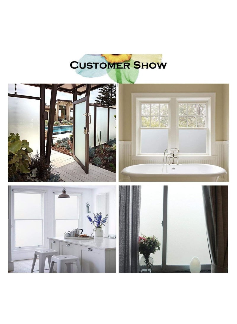 SYOSI - Etched Privacy Window Film - Frosted Glass Look - Static Cling Non-Adhesive Window Frost Film - Perfect for Home and Office - White - Size: 23.6 x 78.7 inches - Image 1
