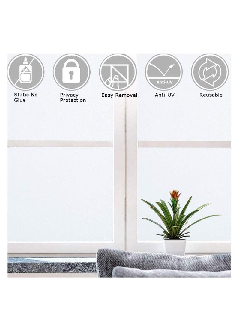 SYOSI - Etched Privacy Window Film - Frosted Glass Look - Static Cling Non-Adhesive Window Frost Film - Perfect for Home and Office - White - Size: 23.6 x 78.7 inches - Image 1