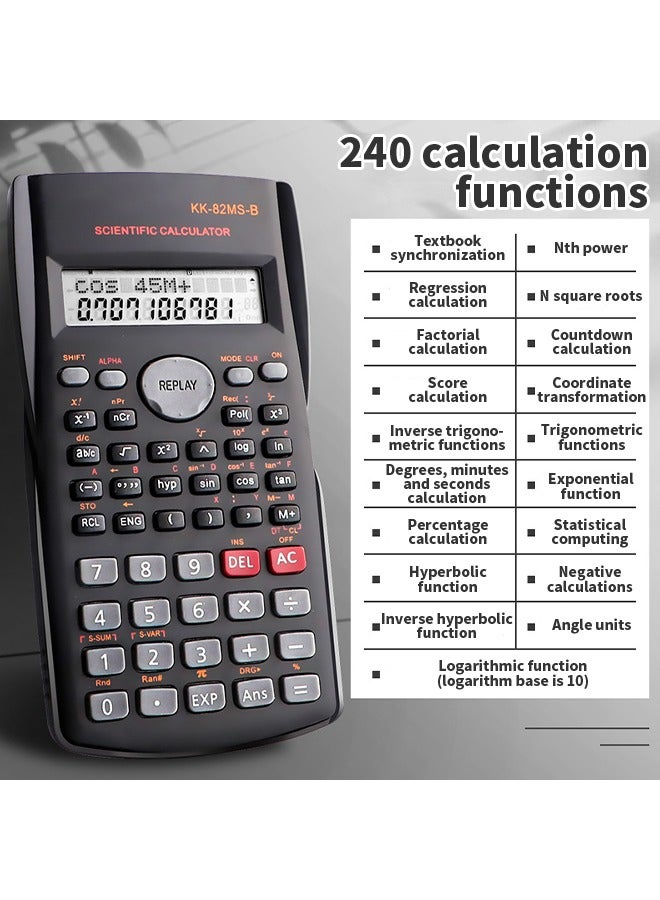 Generic Large Screen Scientific Calculator with 240 Functions, Slide Cover Protection Design, Dual-Line LCD Display, Perfect for School and Work  - Image 5