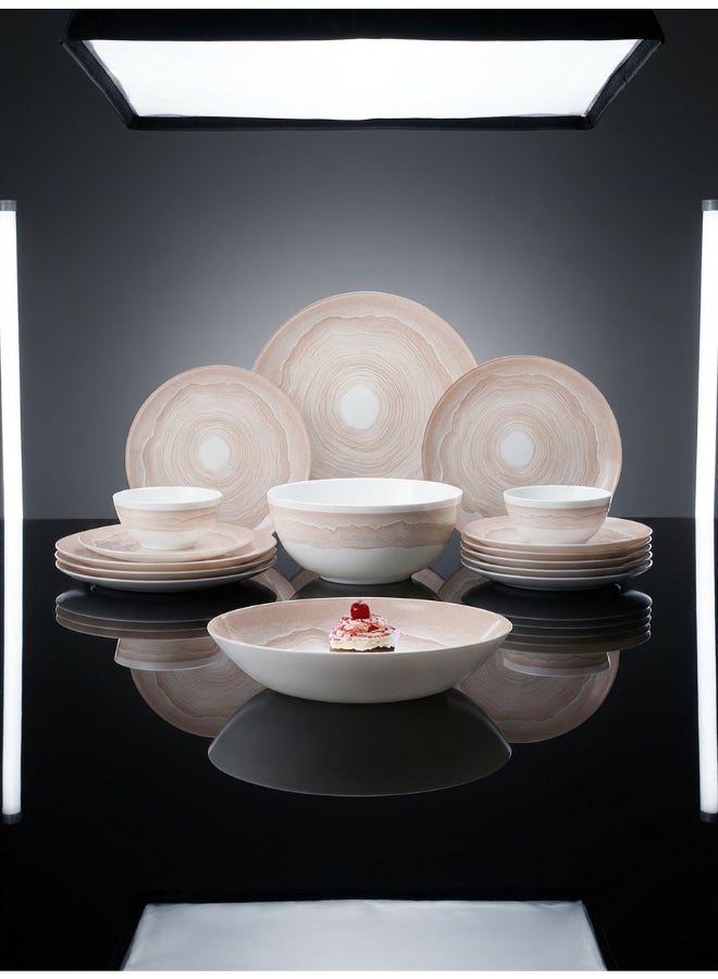 Luminarc Oakenna Peach 25 Piece Dinner Set includes 6x25cm Dinner Plates, 6x20.5cm Soup Plates, 6x20cm Dessert Plates, 6x12cm Soup Bowls, 1x21cm Salad Bowl, Tempered High Quality Glass, Chip resistant, Microwave Safe - Image 5
