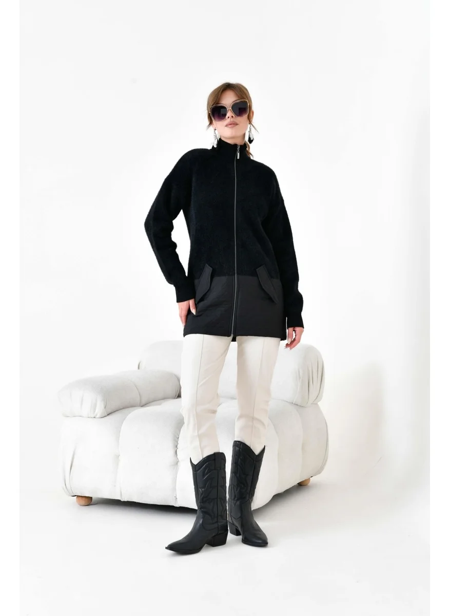 جارمي Women's Quilted Detail Short Coat Black