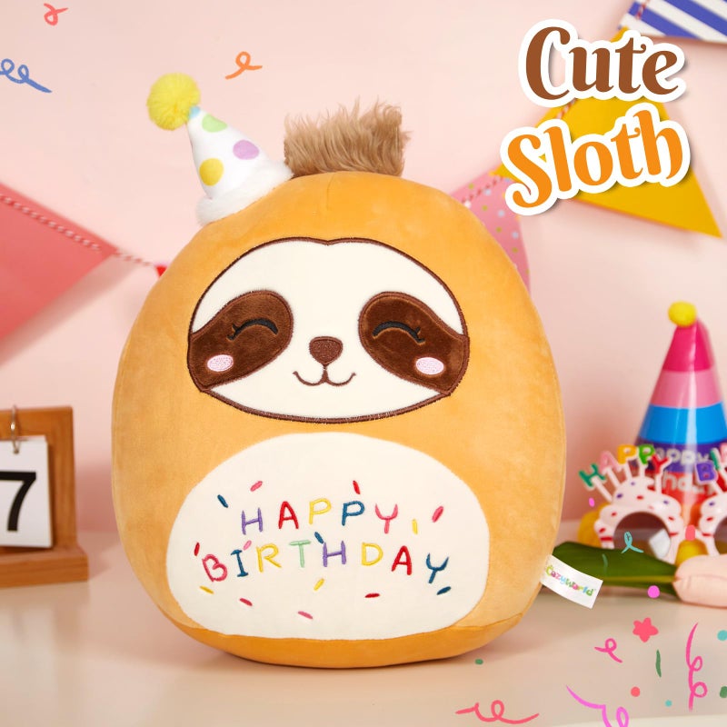 CozyWorld 15" Birthday Sloth Plush Stuffed Animals Original Cute Sloth Plushie Large Cuddle Pillow Happy Birthday Gift for Kids Boys Girls - Image 3