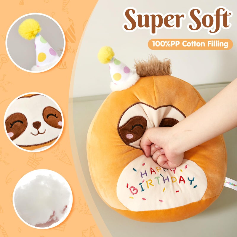 CozyWorld 15" Birthday Sloth Plush Stuffed Animals Original Cute Sloth Plushie Large Cuddle Pillow Happy Birthday Gift for Kids Boys Girls - Image 4