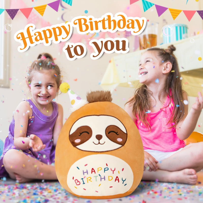 CozyWorld 15" Birthday Sloth Plush Stuffed Animals Original Cute Sloth Plushie Large Cuddle Pillow Happy Birthday Gift for Kids Boys Girls - Image 5
