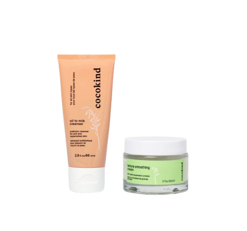 Cocokind Everyday Essentials Bundle, Oil to Milk Cleanser and Texture Smoothing Cream, Oil Cleanser and Face Moisturizer - Image 1