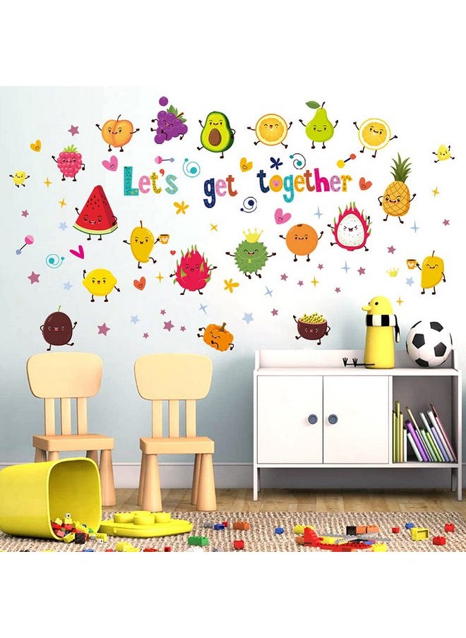 Decalsweet - Cartoon Fruit Party Wall Decals Orange Strawberry Food Wall Stickers for Kids Kitchen Dining Room Bedroom Classroom Wall Decor - Image 1