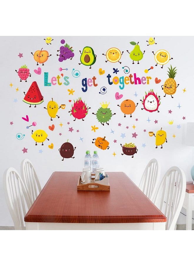 Decalsweet - Cartoon Fruit Party Wall Decals Orange Strawberry Food Wall Stickers for Kids Kitchen Dining Room Bedroom Classroom Wall Decor - Image 1