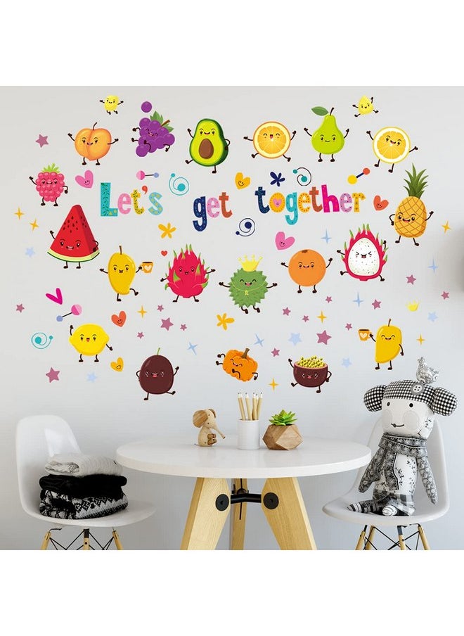 Decalsweet - Cartoon Fruit Party Wall Decals Orange Strawberry Food Wall Stickers for Kids Kitchen Dining Room Bedroom Classroom Wall Decor - Image 1