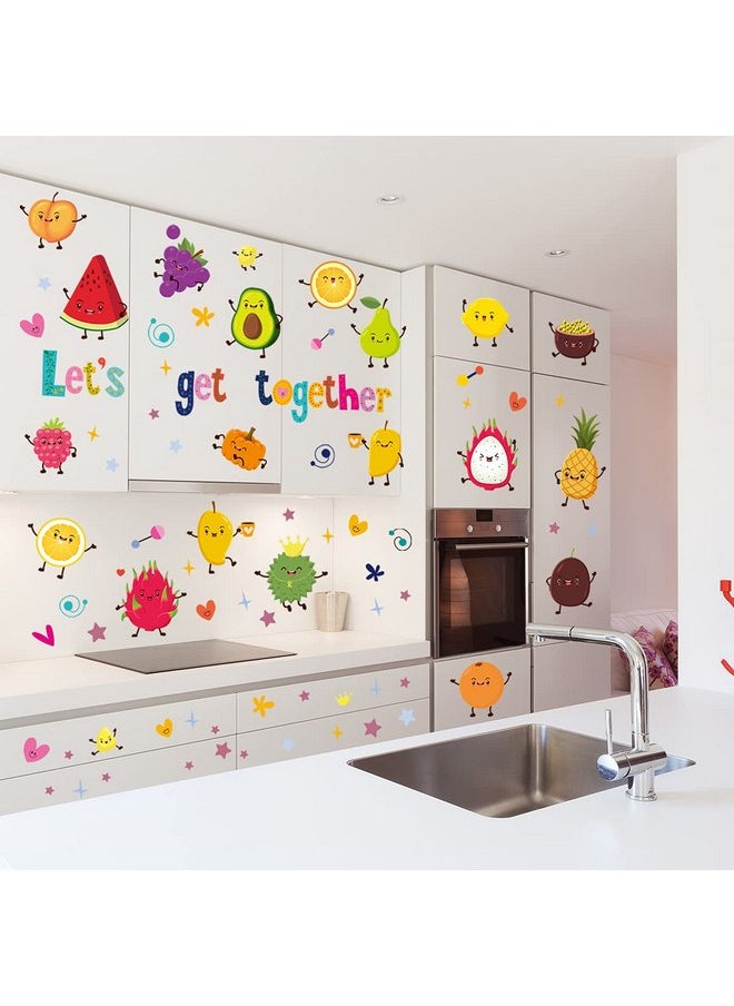 Decalsweet - Cartoon Fruit Party Wall Decals Orange Strawberry Food Wall Stickers for Kids Kitchen Dining Room Bedroom Classroom Wall Decor - Image 1