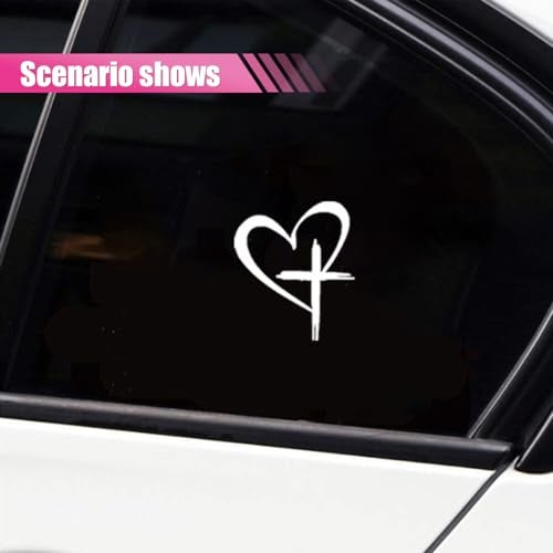 KITUREK Love Cross Sticker Decal, Love Heart Cross Stickers, Decal Vinyl Sticker for Notebook, Car, Laptop, Window 8.7''×6'' (White Large) - Image 4