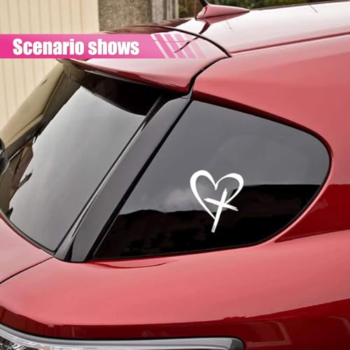 KITUREK Love Cross Sticker Decal, Love Heart Cross Stickers, Decal Vinyl Sticker for Notebook, Car, Laptop, Window 8.7''×6'' (White Large) - Image 5