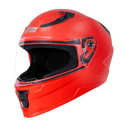 STUDDS Raider Street ISI Certified Full Face Helmet for Men and Women with Clear Visor (Red - L) - Image 1