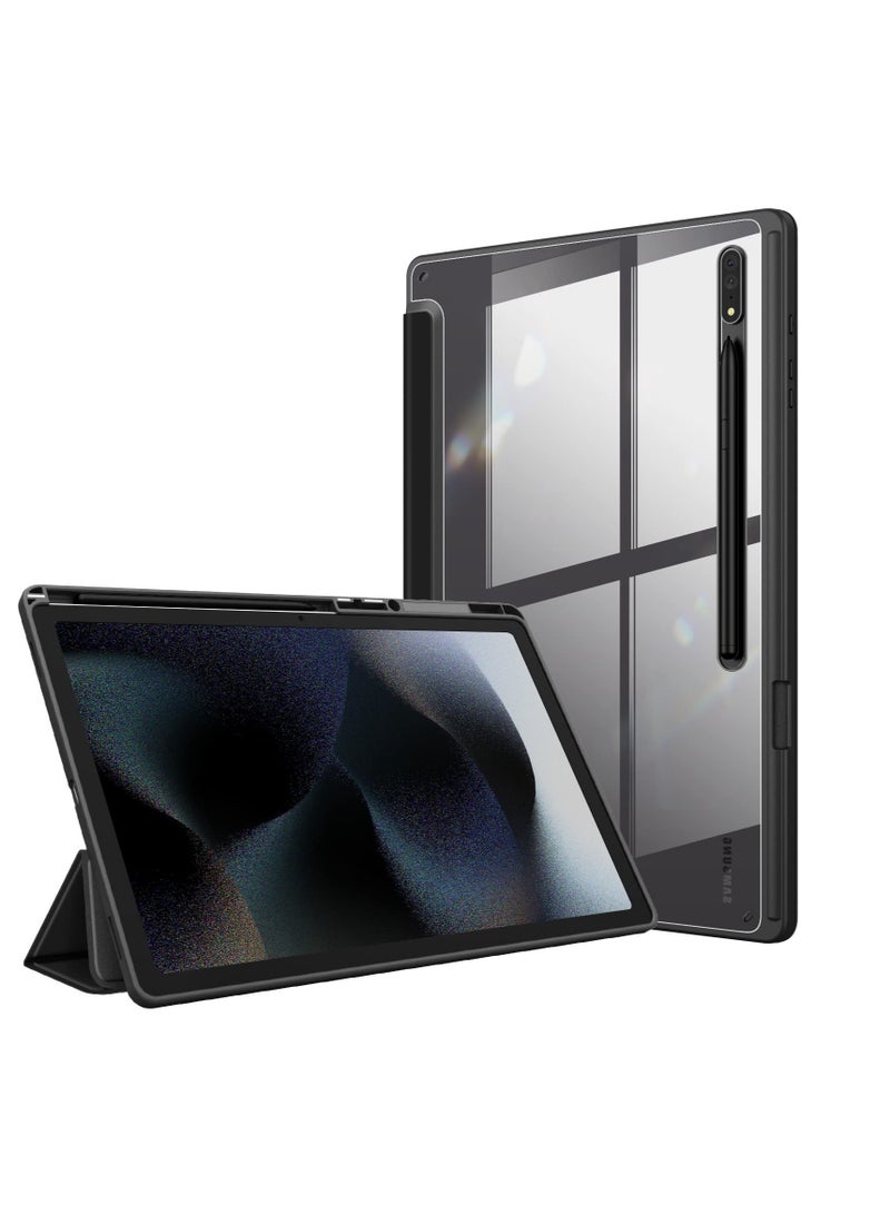 KASTWAVE Slim Case for Galaxy Tab S9 Ultra 14.6 inch 2023, Shockproof Cover with Clear Transparent Back Shell, Clear Hard Back Shockproof Flexible Bumper, Auto Wake/Sleep (Black) - Image 1