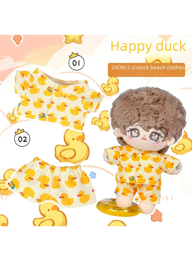 20cm Cotton Doll Clothes 20cm White Shirt Cotton Doll Clothes Doll Dress-up Fruit Beach Pajamas-Specifications:20cm Baby Clothes (excluding Baby)-Color:Pineapple Shorts - Image 5