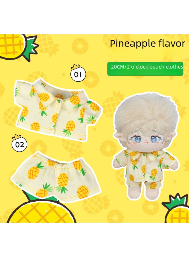 20cm Cotton Doll Clothes 20cm White Shirt Cotton Doll Clothes Doll Dress-up Fruit Beach Pajamas-Specifications:20cm Baby Clothes (excluding Baby)-Color:Pineapple Shorts - Image 2