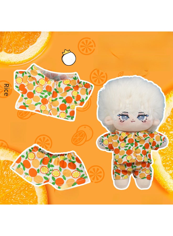 20cm Cotton Doll Clothes 20cm White Shirt Cotton Doll Clothes Doll Dress-up Fruit Beach Pajamas-Specifications:20cm Baby Clothes (excluding Baby)-Color:Pineapple Shorts - Image 4