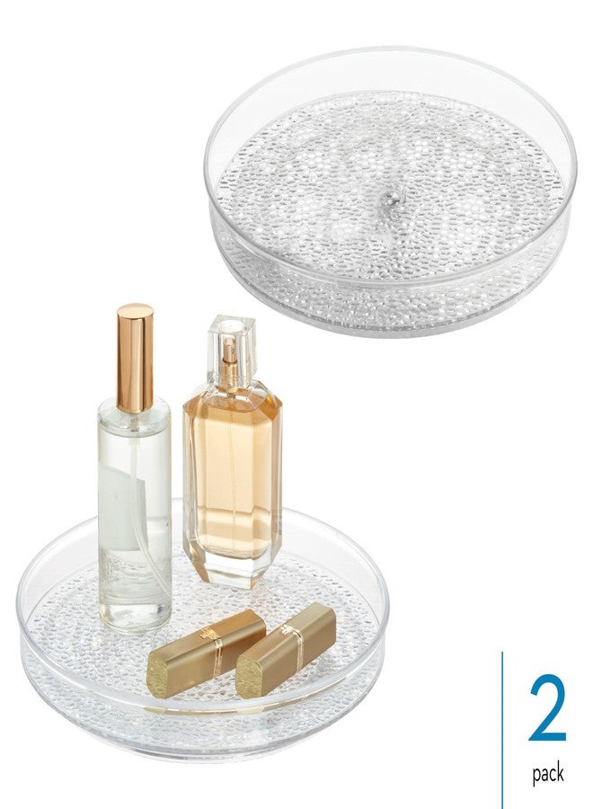 إنترديزاين منظم دوار بلاستيكي من آي ديزاين مقاس 9 بوصات لتخزين وتنظيم أغراض الحمام - طقم من قطعتين - شفاف - Image 2