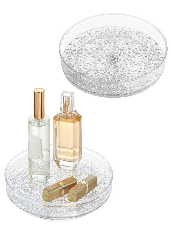 إنترديزاين منظم دوار بلاستيكي من آي ديزاين مقاس 9 بوصات لتخزين وتنظيم أغراض الحمام - طقم من قطعتين - شفاف - Image 1