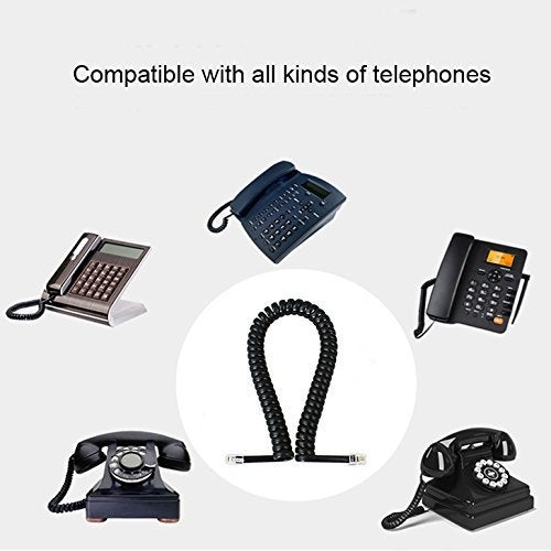 Pasow Telephone Handset Coil Cord Phone Reciever RJ9 Coiled Cable,Coiled Length 0.8 to 6 feet Uncoiled (Black) - Image 5