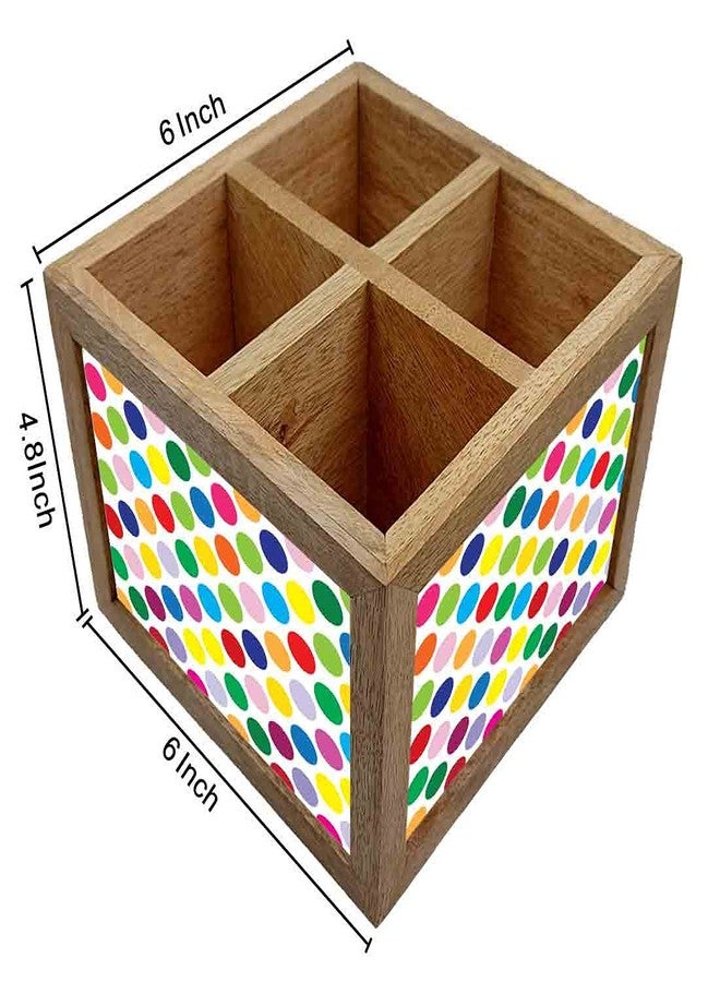 Nutcase Wooden Cutlery Stand Holder Silverware Caddy Spoons Forks Knives Organizer for Dining Table & Kitchen -Made in India-Spoons NOT Included - Colorful Dots - Image 4