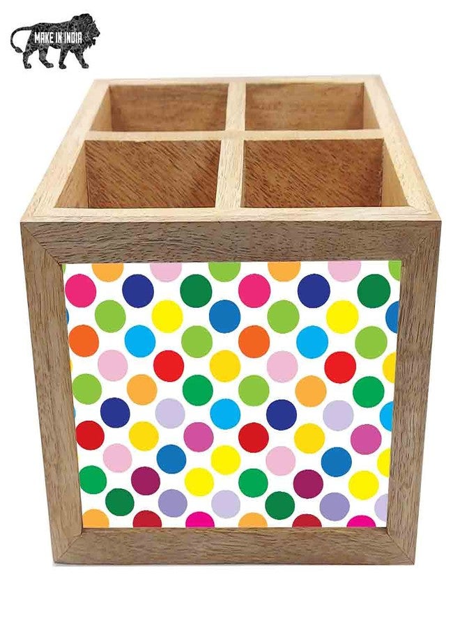 Nutcase Wooden Cutlery Stand Holder Silverware Caddy Spoons Forks Knives Organizer for Dining Table & Kitchen -Made in India-Spoons NOT Included - Colorful Dots - Image 5