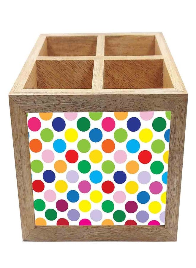 Nutcase Wooden Cutlery Stand Holder Silverware Caddy Spoons Forks Knives Organizer for Dining Table & Kitchen -Made in India-Spoons NOT Included - Colorful Dots - Image 3