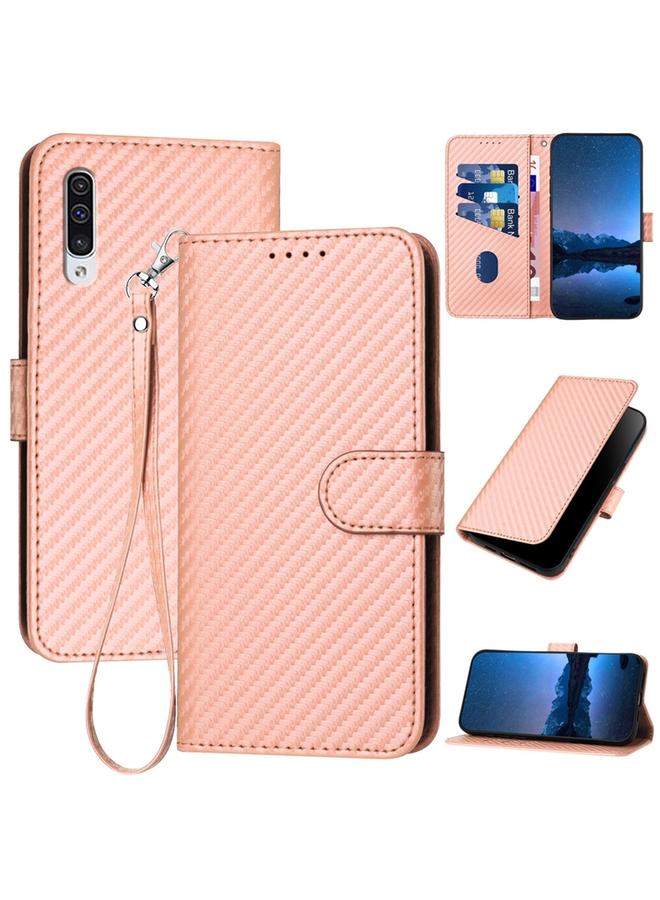 S-TOP Case For Samsung Galaxy A50 / A50s YX0070 Carbon Fiber Buckle Leather Phone Case with Lanyard - Image 1