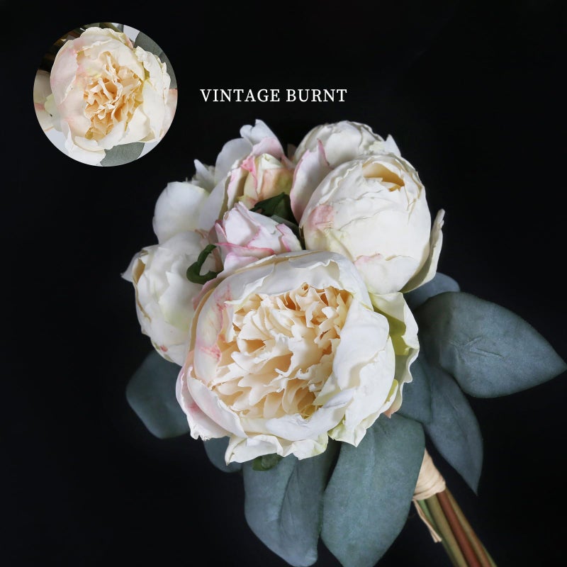 ICBOX White Artificial Peonies 2 Bouquets Silk Flowers 14Heads Vintage White Fake Flowers Faux Peony Flowers for Flower Arrangements Artificial Centerpiece Home Table Dining Room Decor (Ivory White) - Image 2