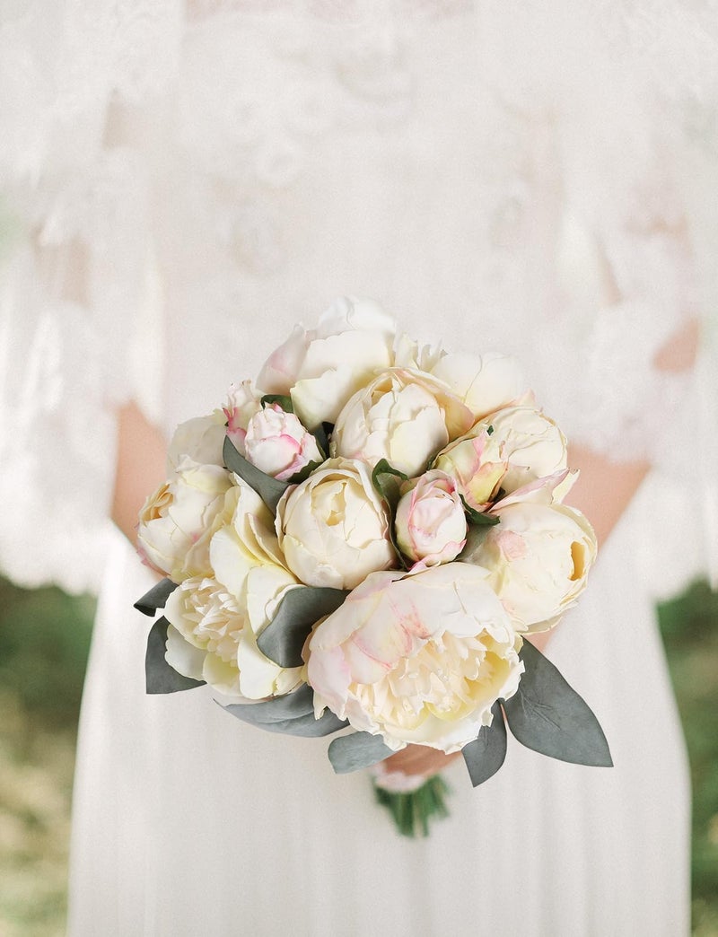 ICBOX White Artificial Peonies 2 Bouquets Silk Flowers 14Heads Vintage White Fake Flowers Faux Peony Flowers for Flower Arrangements Artificial Centerpiece Home Table Dining Room Decor (Ivory White) - Image 5