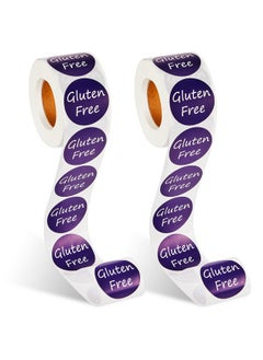 Zonon 1000 Pieces 2 Roll Gluten Free Stickers Labels For Food With Self Adhesive Seals 1.5 Inch Gluten Food Rotating Label Stickers For Containers Jars Glass Bottle Envelopes Bread Bags 500 Pcs/Roll  - Image 1