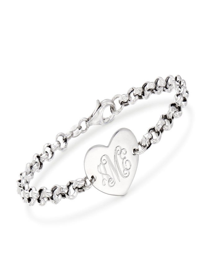 Ross-Simons Plain - Italian Sterling Silver Heart Bracelet. 7 inches - Image 1