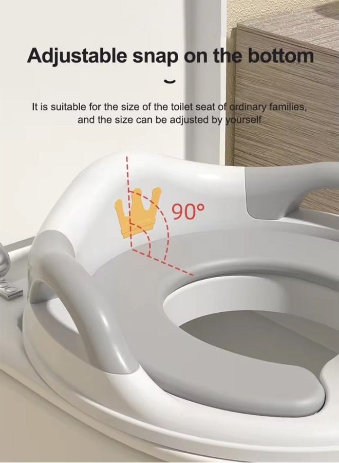 Potty Training Seat Portable Kids Toilet Seat Large Non-Slip Potty Chair Toddler Toilet Trainer Ring with Detachable PU Padded Cushion Safe Handle Baby Splash Guard for Round Oval Toilet  - Image 4