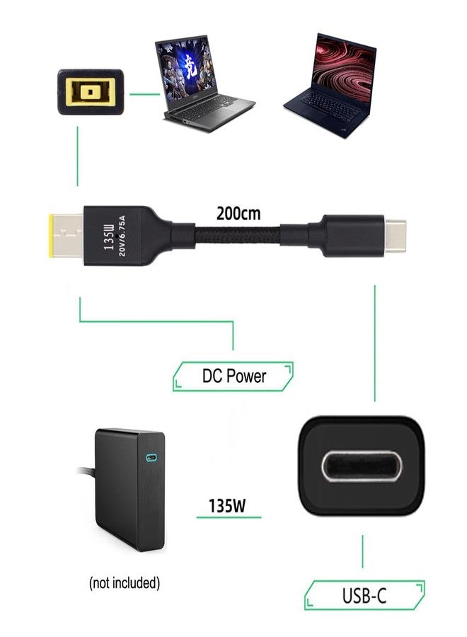 JSER كابل USB-C من نوع JSER 135W إلى DC مستطيل 11.0 * 4.5 مم كابل شحن PD للطاقة لجهاز Thinkpad X1 Legion Y7000P لابتوب DC20V 6.25A - Image 3